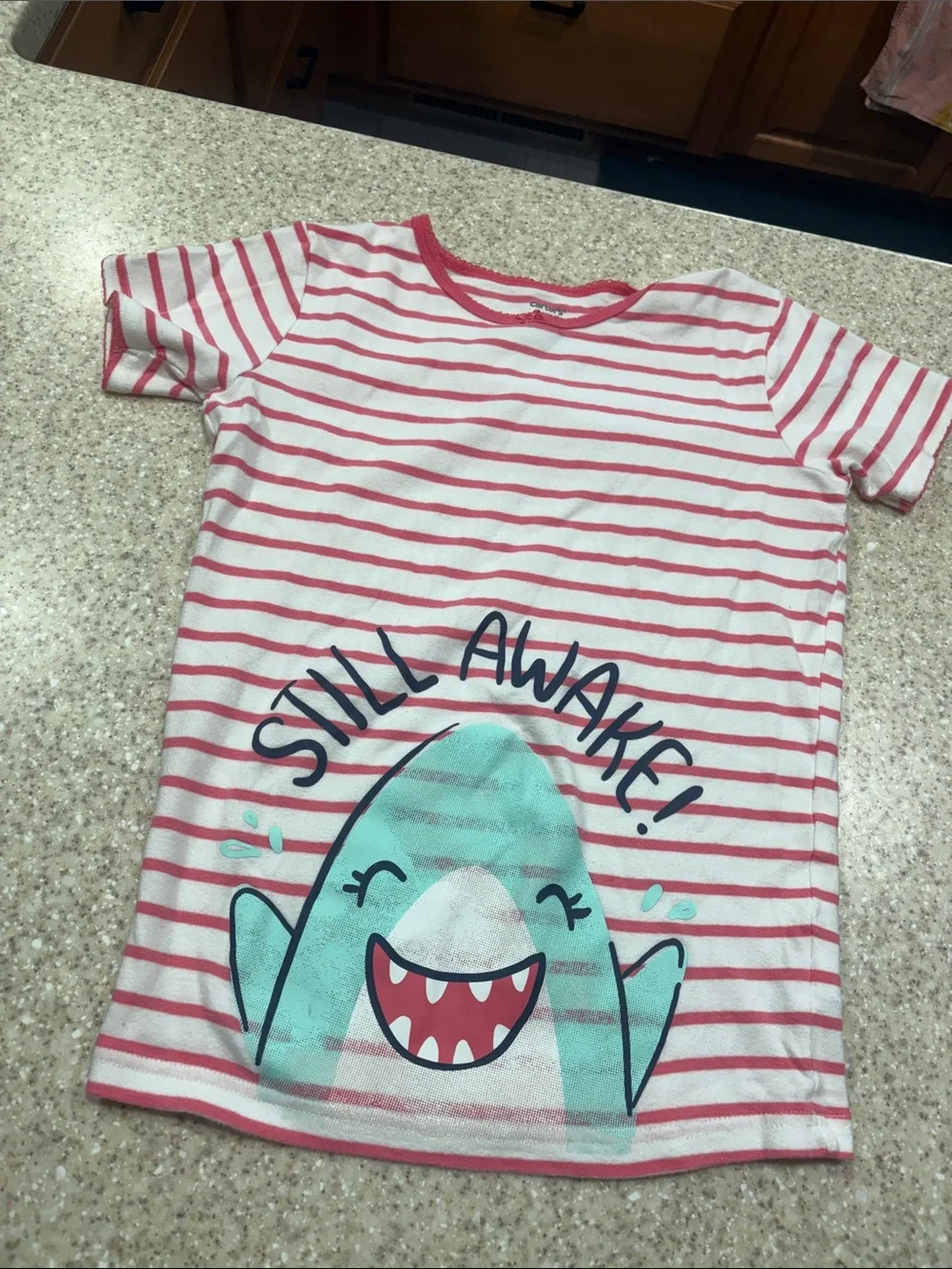 Carters size 14 shorts and short sleeve pajama set pink with shark
